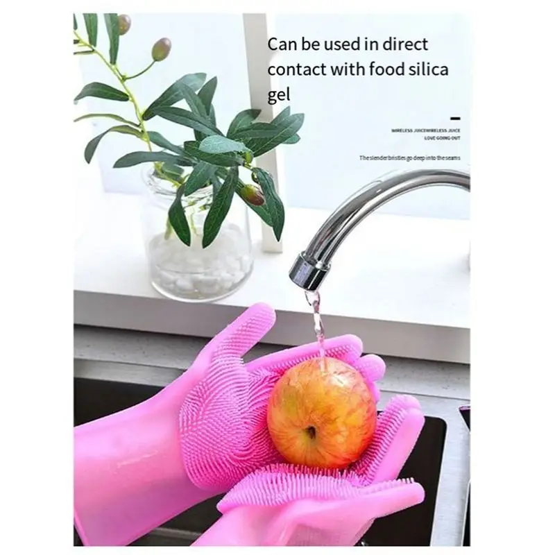 AT05-10PCS Washing Cleaning Gloves Convex Point Silicone Multi Purpose Gloves For Pet Cleaning Kitchen Washing Tools