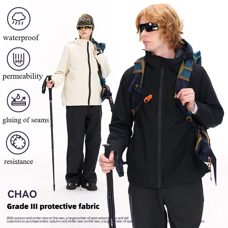 

Windproof Waterproof Windbreaker Outdoor Sports Chao Durable Mountaineering Hiking Jacket Autumn Winter Men Women Rain Camping