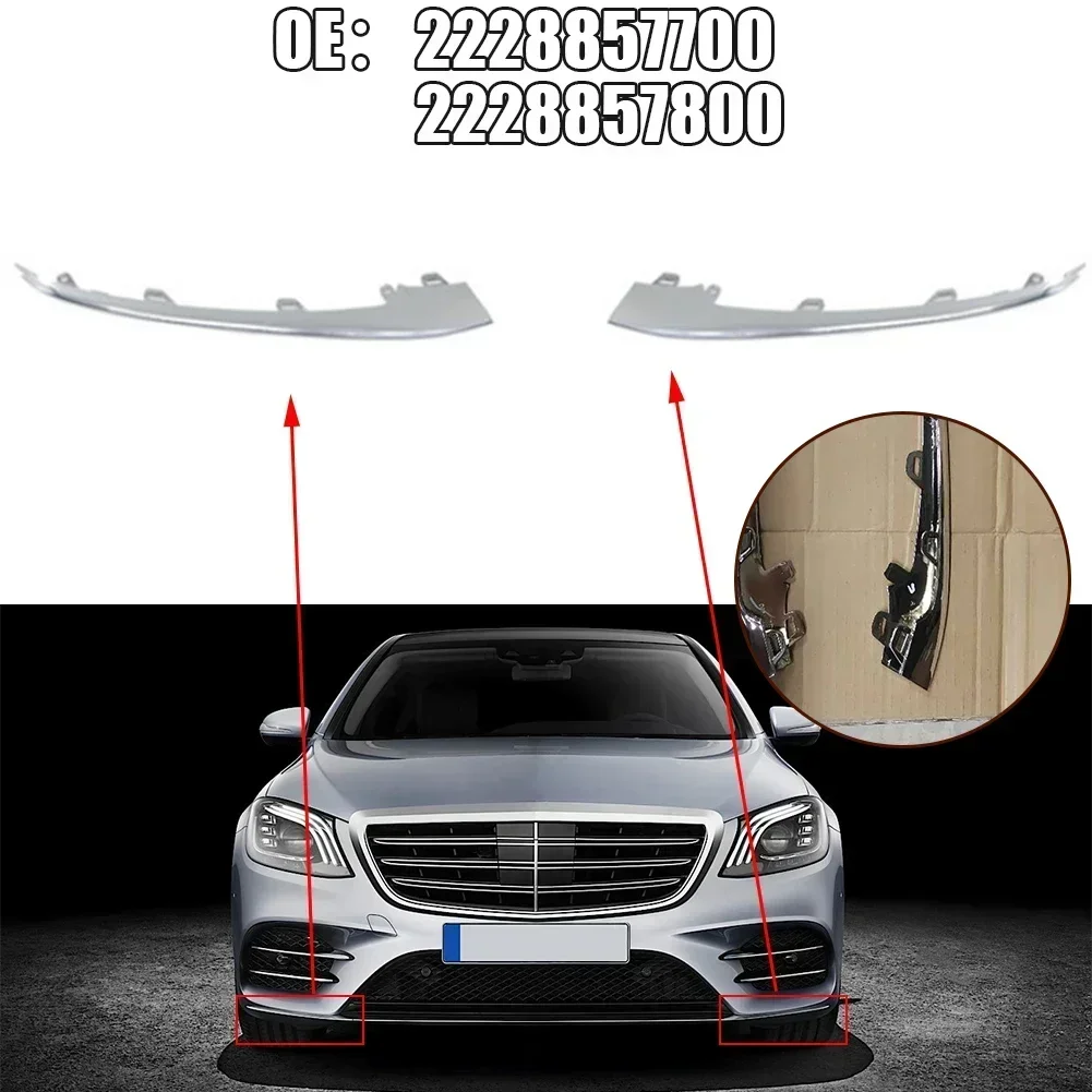 Auto Parts Car Front Bumper Chrome Trim Strip Kit ABS 2228857700 L 2228857800 R Dustproof For Benz W222 S-Class