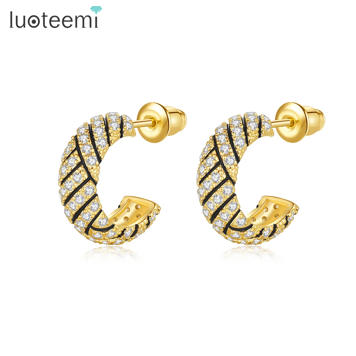 LUOTEEMI Gold Color Fashion Hoop Earrings New Fashion Multicolor Design Jewelry for Girls Party Dating Trendy Korean Temperament