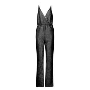 Elegante Frauen ohne Ärmel Pailletten Glitzer Glitzer Overall Wide Hosen sexy dünne Einstellung Jumpsuit Jumpsuit 10 Hauptverkaufs -Pailletten -Overalls - №4