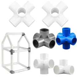 Inside Diameter 20mm-40mm 3/4/5/6-way PVC Pipe Three-Dimensional Connectors Water Supply Pipe Fittings Adapter Home DIY Tubes