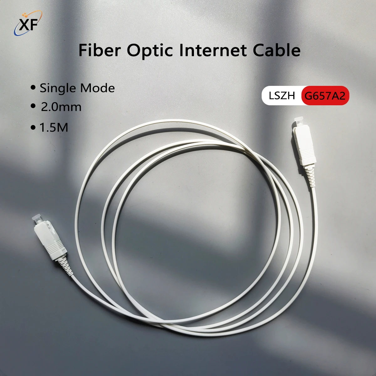 كابل الألياف Optique1.5M SC/UPC إلى SC/UPC كابل الألياف الضوئية أحادي الوضع 2.0 مم G657A2 LSZH داخلي FTTR أبيض عالي الأداء