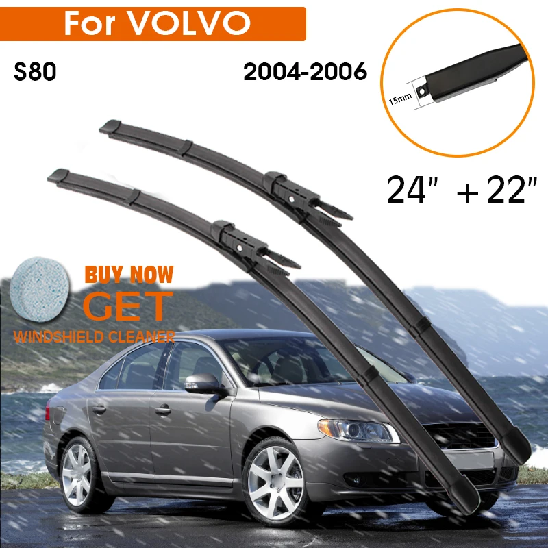 

Car Wiper Blade For Volvo S80 2004-2006 Windshield Rubber Silicon Refill Front Window Wiper 24"+22" LHD RHD Auto Accessorie