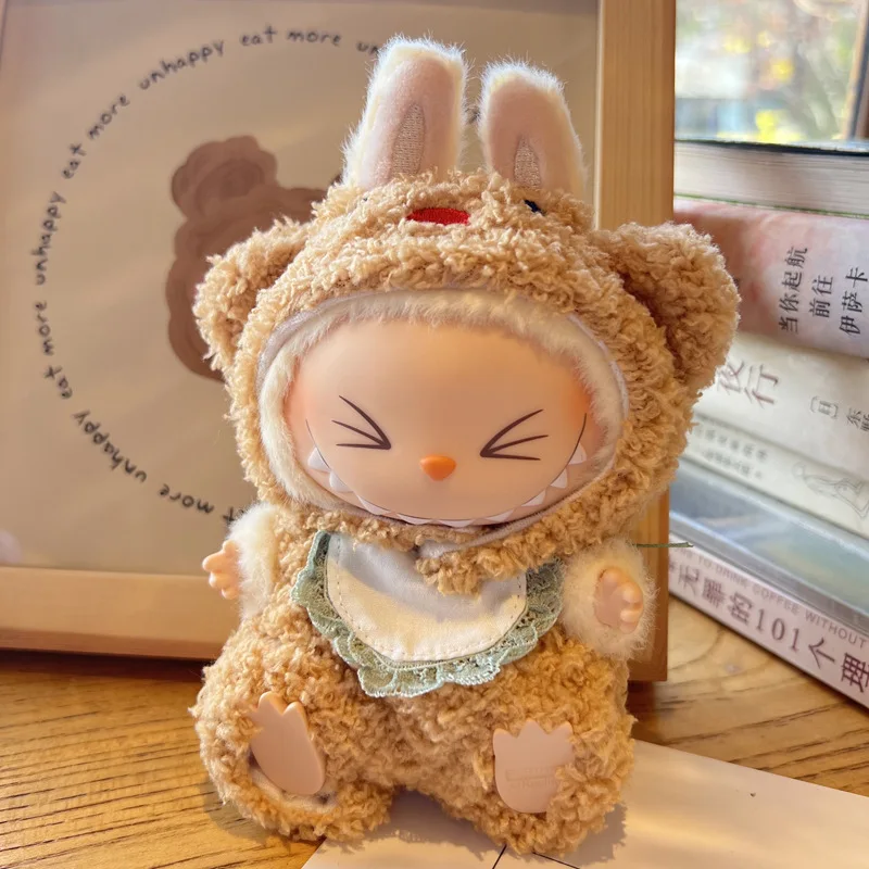 

17cm Labubu Doll 2nd Gen Sitting Party Cartoon Plush Onesie Trendy Doll Clothes Labubu Outfit Accessories
