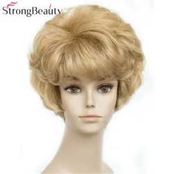 StrongBeauty Short Curly Synthetic Wigs Golden Blonde Women Hair Capless Wig