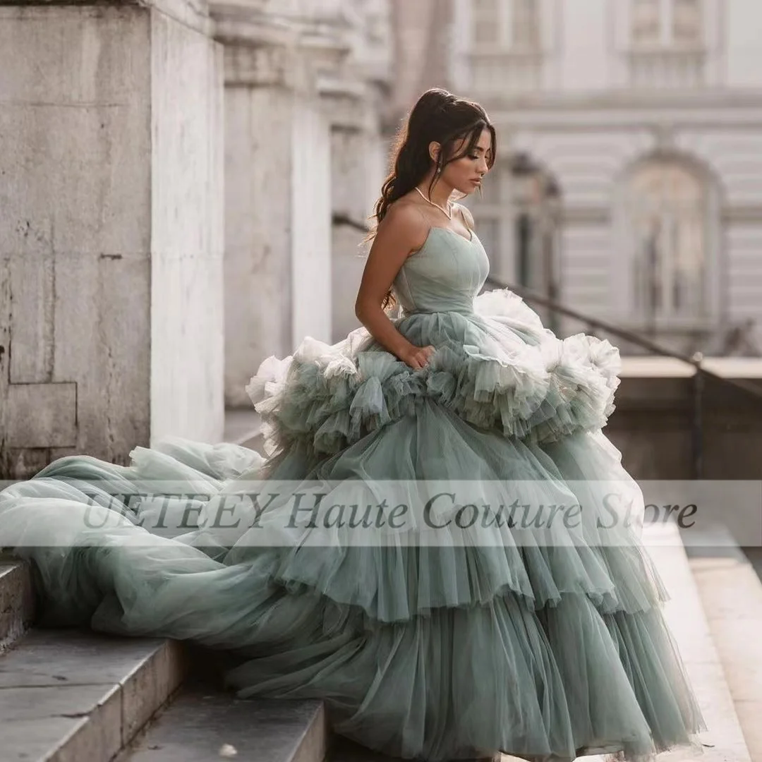 Customized New Formal Quinceanera Dresses Sleeveless V-Neck Multi-level Trailing Evening Party Gowns Robes De Soirée