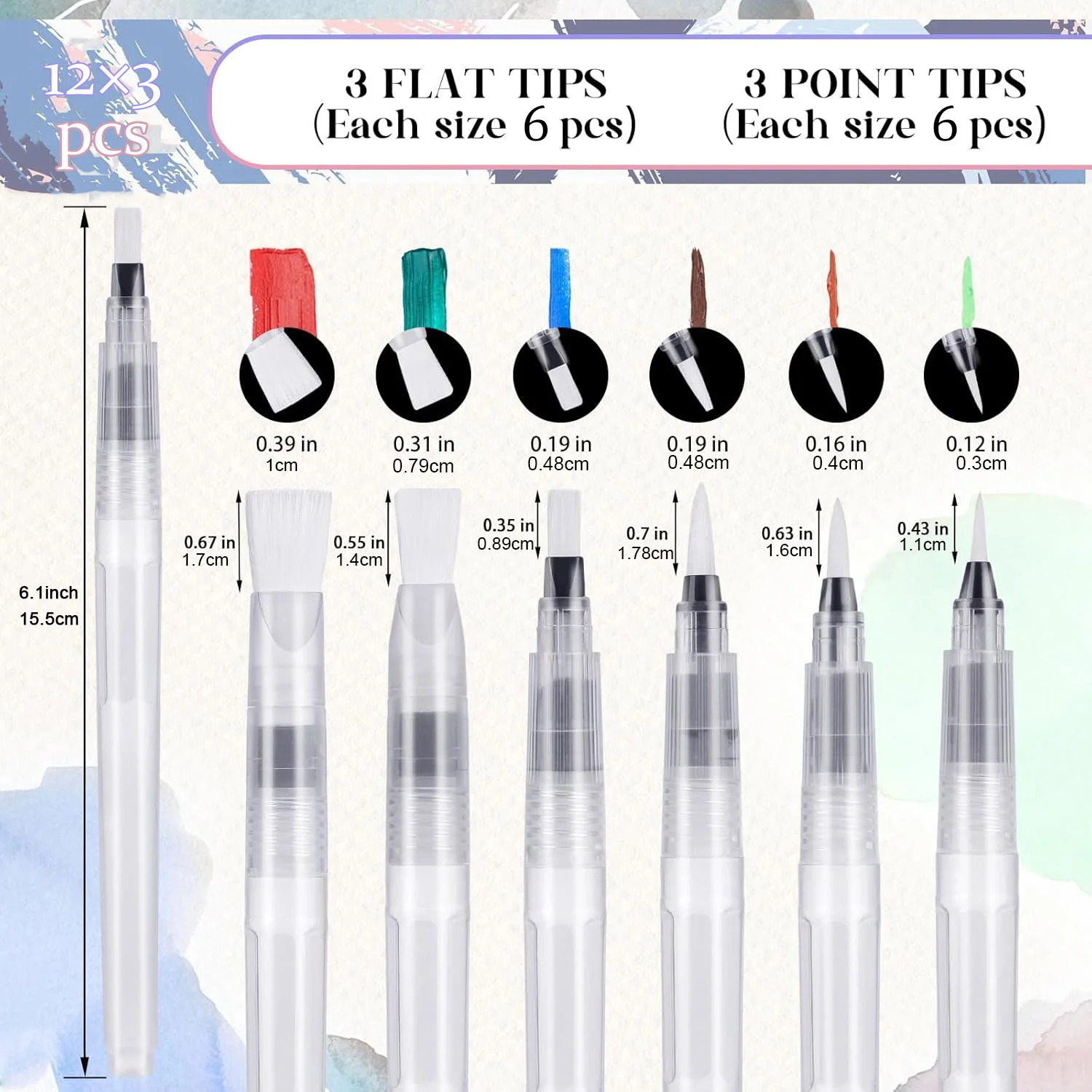 12-teiliges Nachfüllbares Aquarell-Pinselstift-Set, Weiche Spitze Wasserfarben-Marker, Tragbare Kunstmalerei-Pinsel für DIY-Handwerk & Zeichnen – Detail 2
