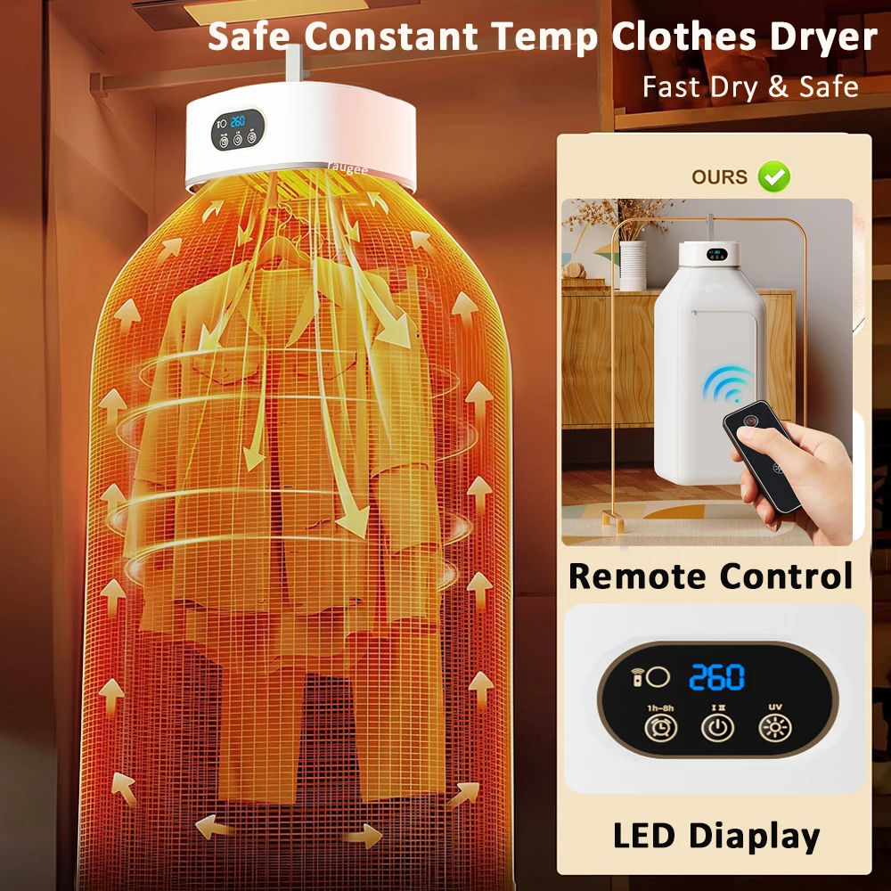 Portable Clothes Dryer Foldable Electric Clothing Dryer Mini Clothes Drying Machine Folding Laundry Dryer with Remote Control
