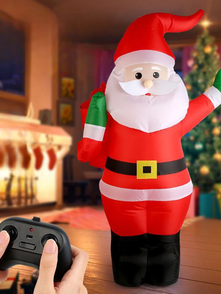 2.4GHZ Remote Control Inflatable Christmas Santa Claus USB Rechargeable Christmas Inflatable Santa Claus Christmas Gift for Kids