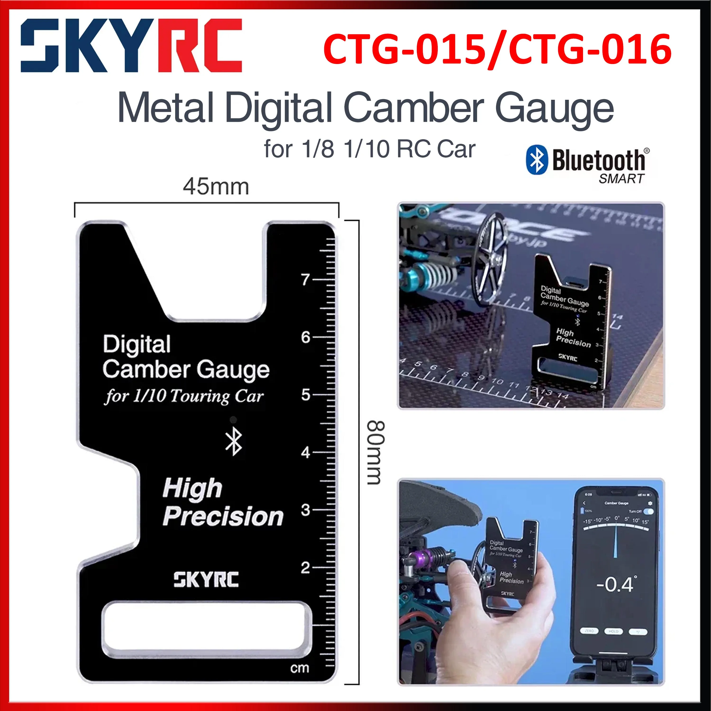 

SSKYRC CTG-015 CTG-016 Metal Digital Camber Gauge w/ Bluetooth High Precision Adjustment Alignment for 1/10 1/8 RC Touring Car