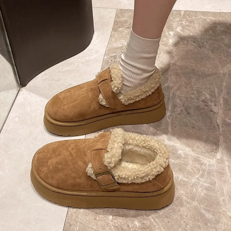 

2025 Winter Women's Platform Snow Boots – Plush-Lined Birk-style Shoes, Thick Sole Cozy Warm Footwear, Casual Moccasin Flats