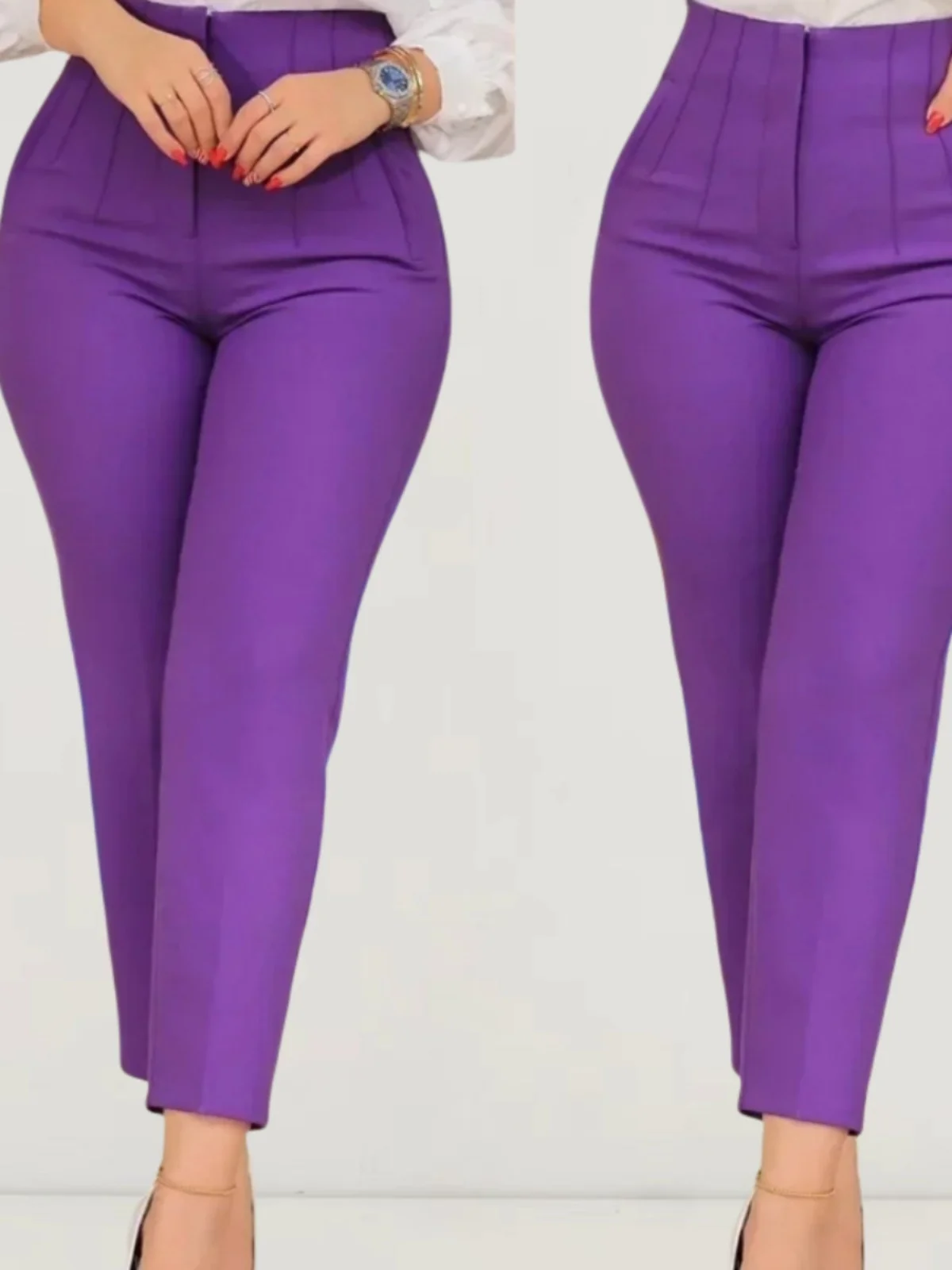 

Брюки-костюмные с высокой талией, облегающие, цветные, повседневные, для женщин, из полиэстера, длинные, тонкие, стандартного кроя