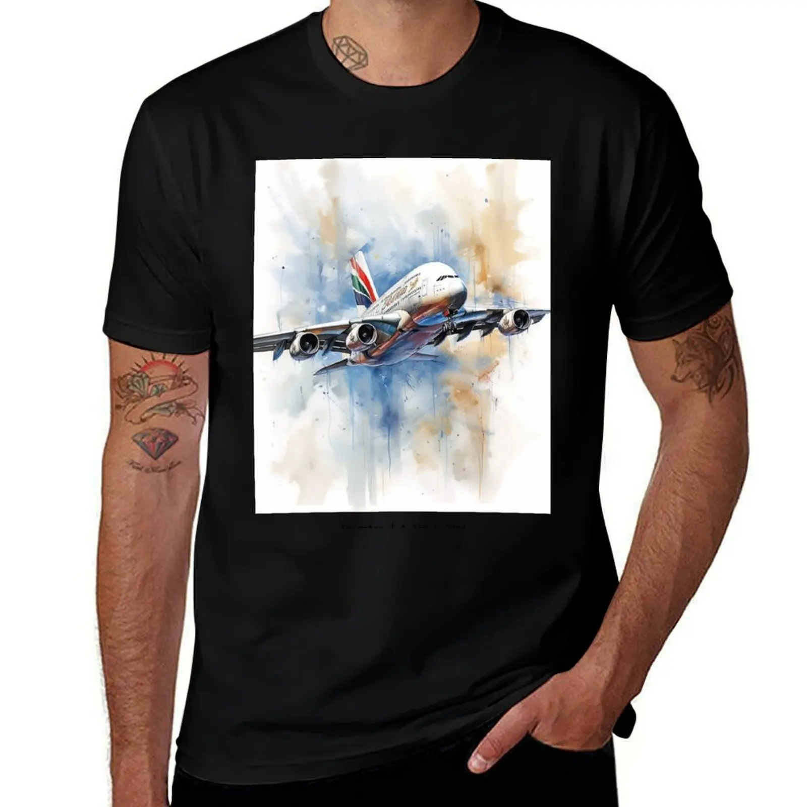 Emirates A380 2008 Airbus Super jumbo Jet A380 Art Art Gift T-Shirt Comfortable Daily Wear Tee T-Shirt
