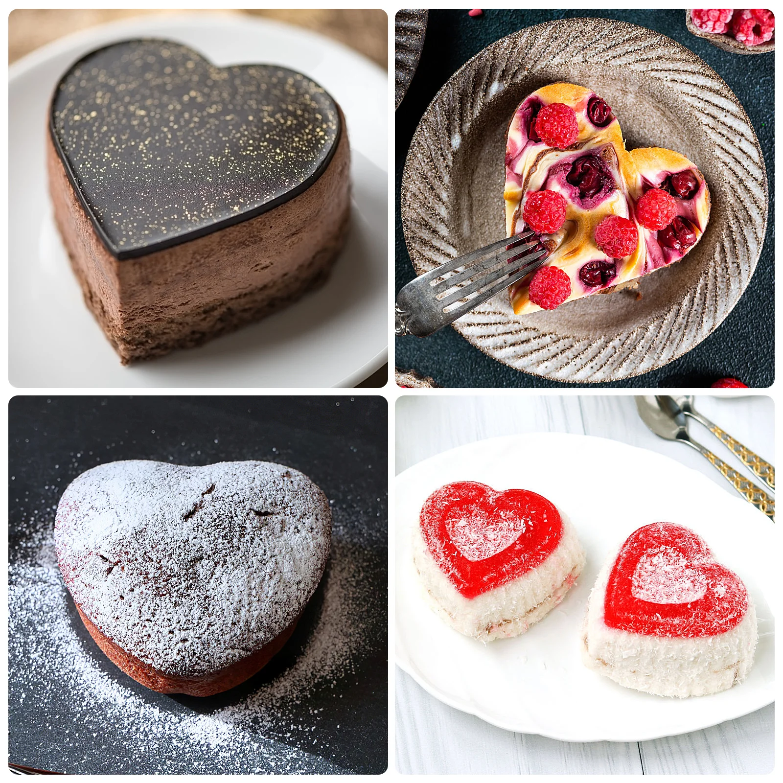 

2pcs Heart Shaped Cake Pan Premium Aluminum Alloy Baking Mold For Cheesecake Mousse Dessert Removable Bottom Non-Stick Deep Cake