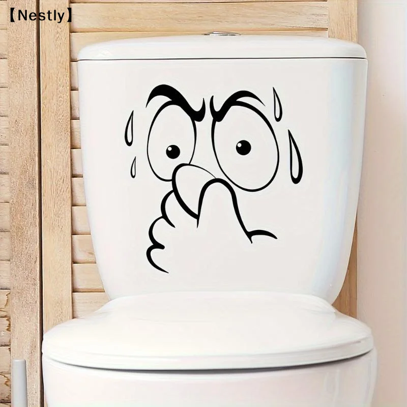 Toilet Lid Sticker - Self-Adhesive Bathroom Decor With Expressive Face,No Residue Removable Toilet Cover, For Decor〔Nest〕