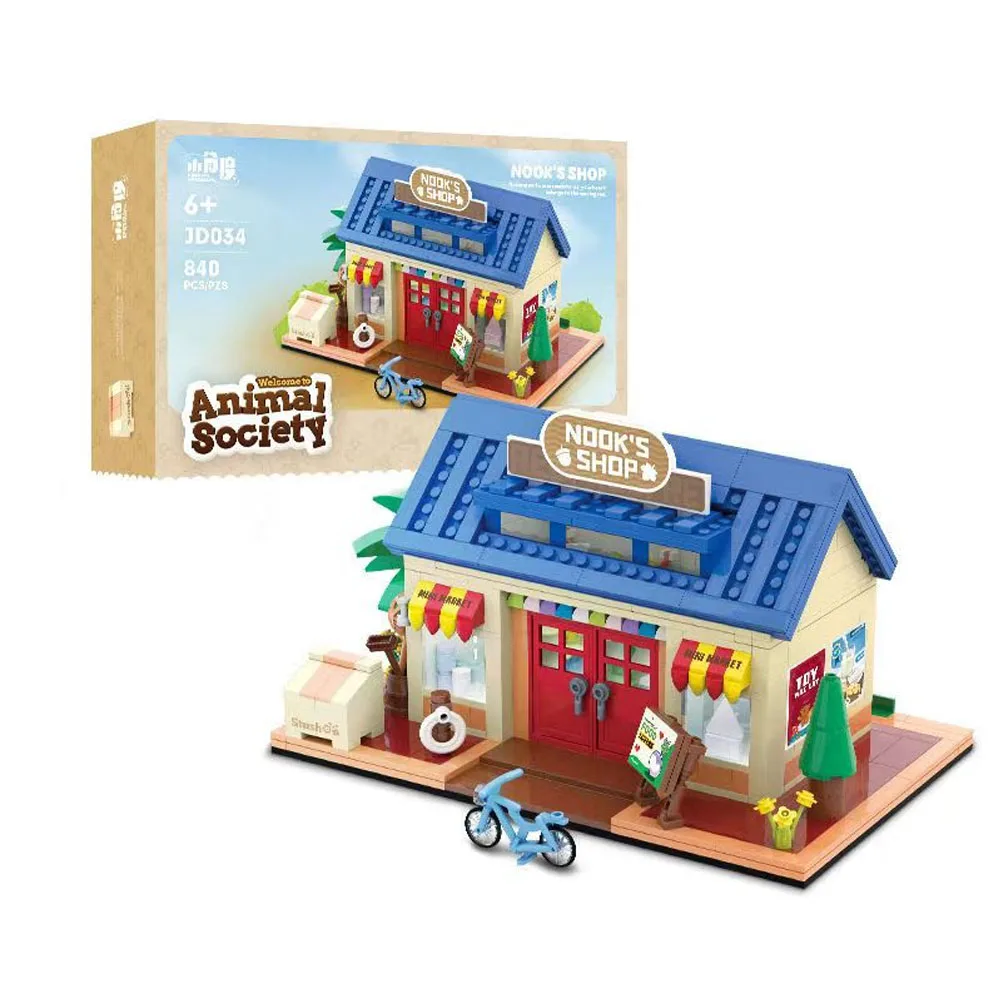 Creative Expert Anime Game สัตว์ Society Nook's Shop Moc ชุด Building Block อิฐชุดเด็กคริสต์มาสสวิทช์เด็ก 840 ชิ้น