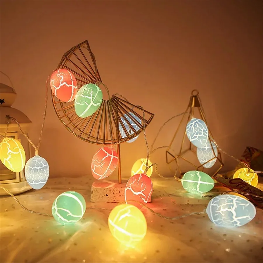 2023 New LED Christmas Fairy String Lights Battery Powered 1.5M/3M Easter Crack Egg Garland Lights for Home Wedding Party Decor