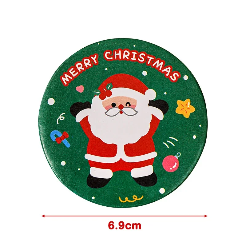 Cartoon Christmas Mirror Student Dormitory Portable Mini Makeup Mirror Small Gift Children's Handheld Small Round Mirror