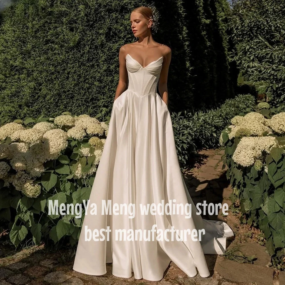 

ZHUISHU Simple A-Line Wedding Dresses 2025 Sweetheart Long Bridal Dress With Pocket Women Evening Wedding Prom Gowns Customized