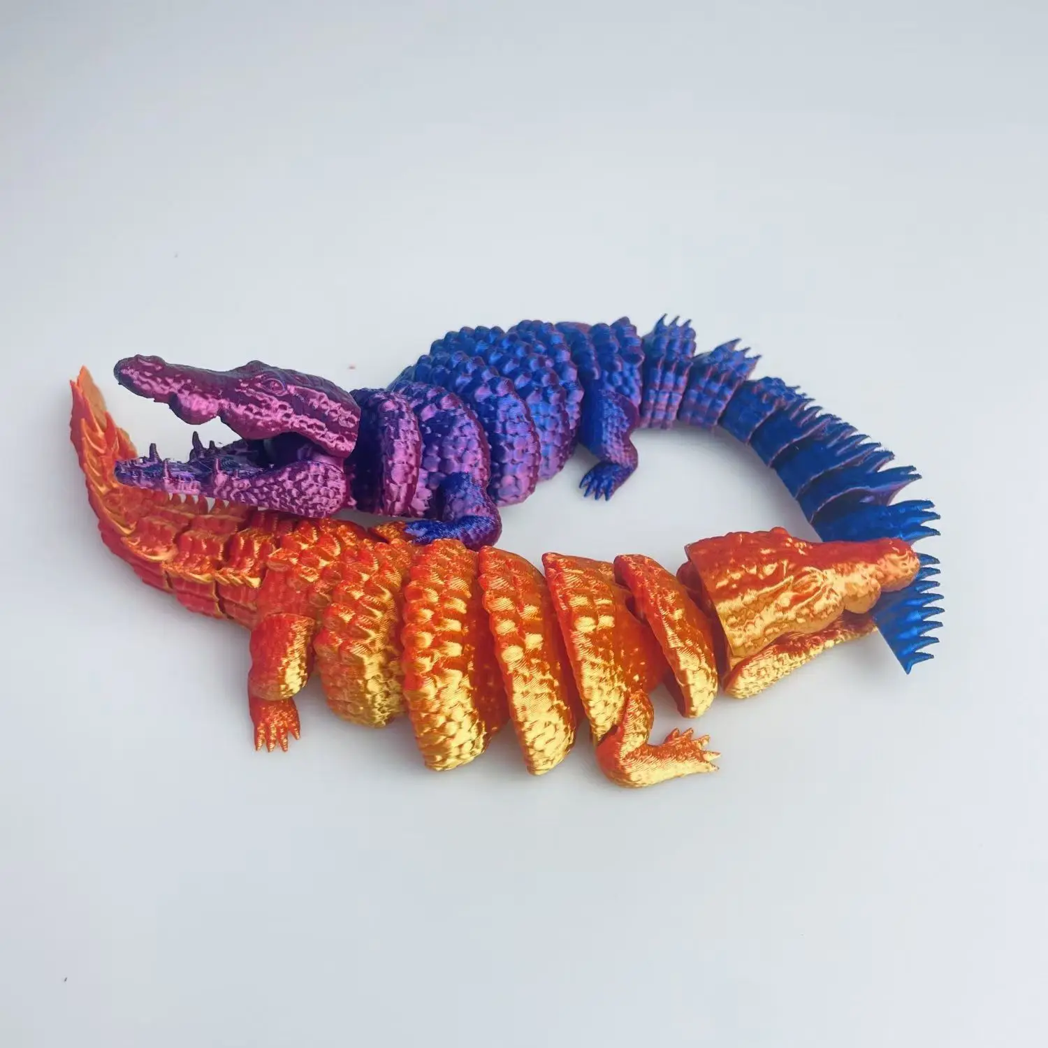 3D Printed Crocodile Large Spiny Scale Dragon Lizard Ornament Decor with Moveable Joints for Birthday Gift for Children's Toy