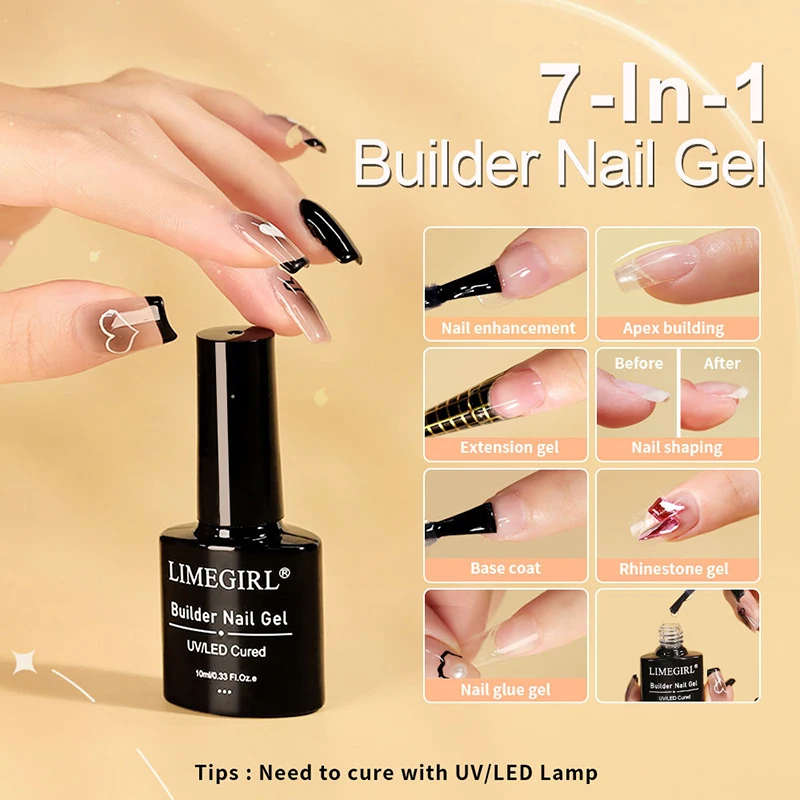 7 In 1 Nail Tips Glue Gel 7.5ml UV Glue For False Nail Gel Polish Manicure Hybrid Gellac Multi-function Strong Gel Nail Polish