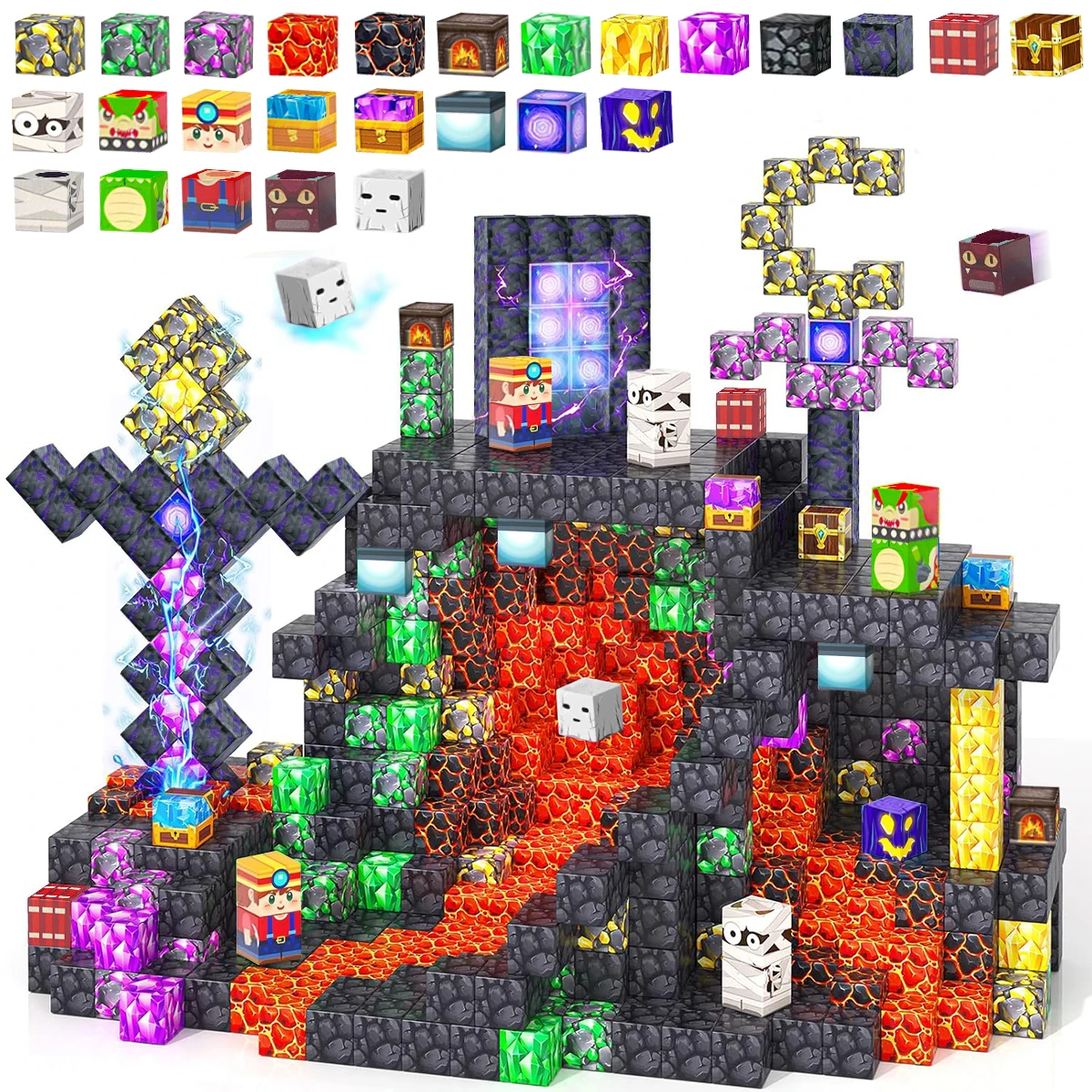 80/120/180PCS Magnetic Building Blocks Construction Sets For 3Years+ Old Kids Magnet Cube Set STEM Montessori Sensory Toy