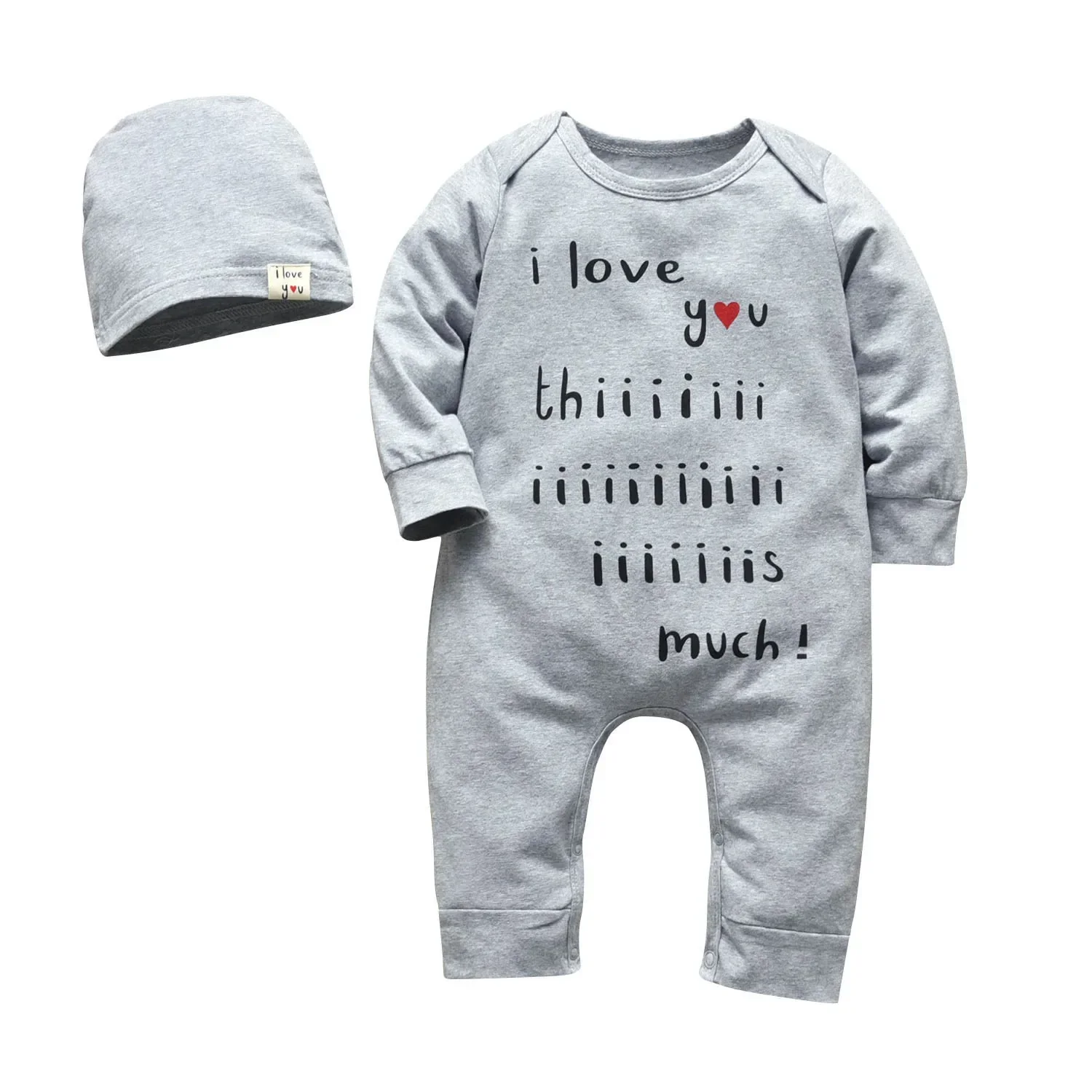 Newborn infant Baby Boys Clothes Thin Cotton Letters Printed Long Sleeve Romper Jumpsuit Come with Hat Toddler Boys Clothing