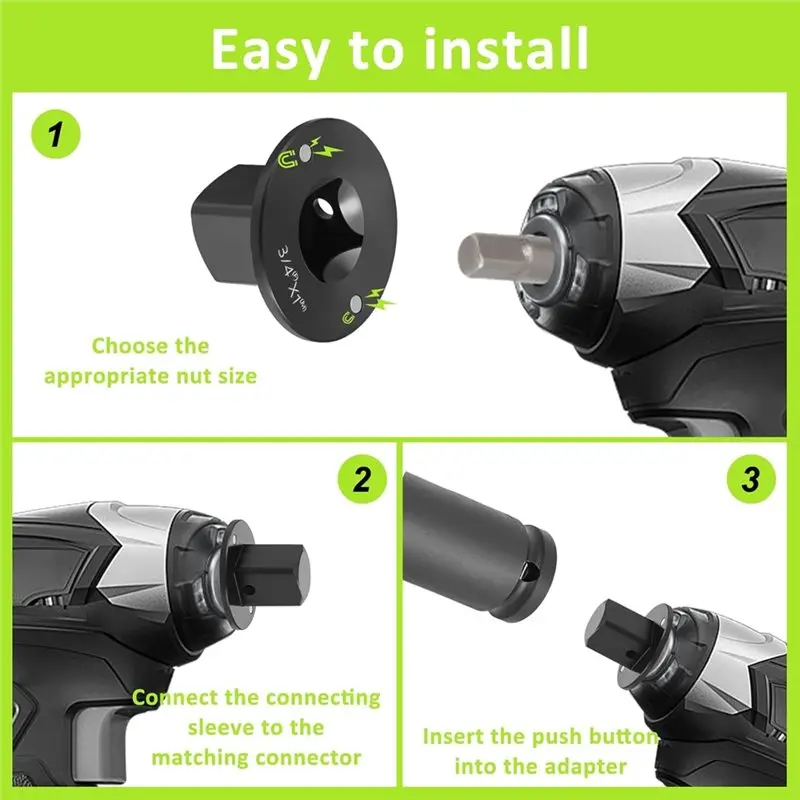 ABJI-Für Tight Space Drive Ratschen-Adapter-Set – Low Profile, 3/4" bis 1", 1/2" bis 3/4", 1/2" bis 3/8", 1/4" bis 3/8"