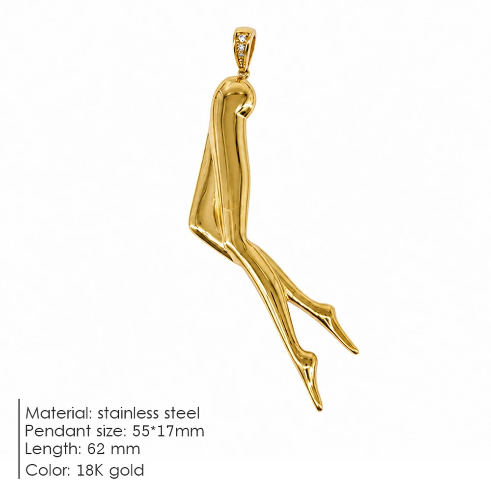 ZHENL 18K Gold Plated Abstract Lady Body Pendant Sexy Female Figure Charm Necklace For Women Minimalist Aesthetic Jewelry Gift