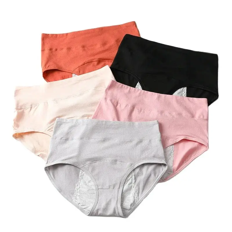 High Waist Menstrual Period Panties Women's Cotton Crotch Sanitary Panty Girl Menstruation Period Leak-Proof Women's Briefs