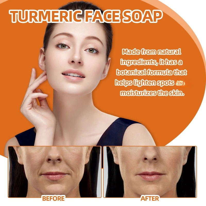 Turmeric Facial Soap Repair Dull Fade Dark Spots reduce Fine Lines Freckle brighten Skin firming whitening face Cleansing Soap