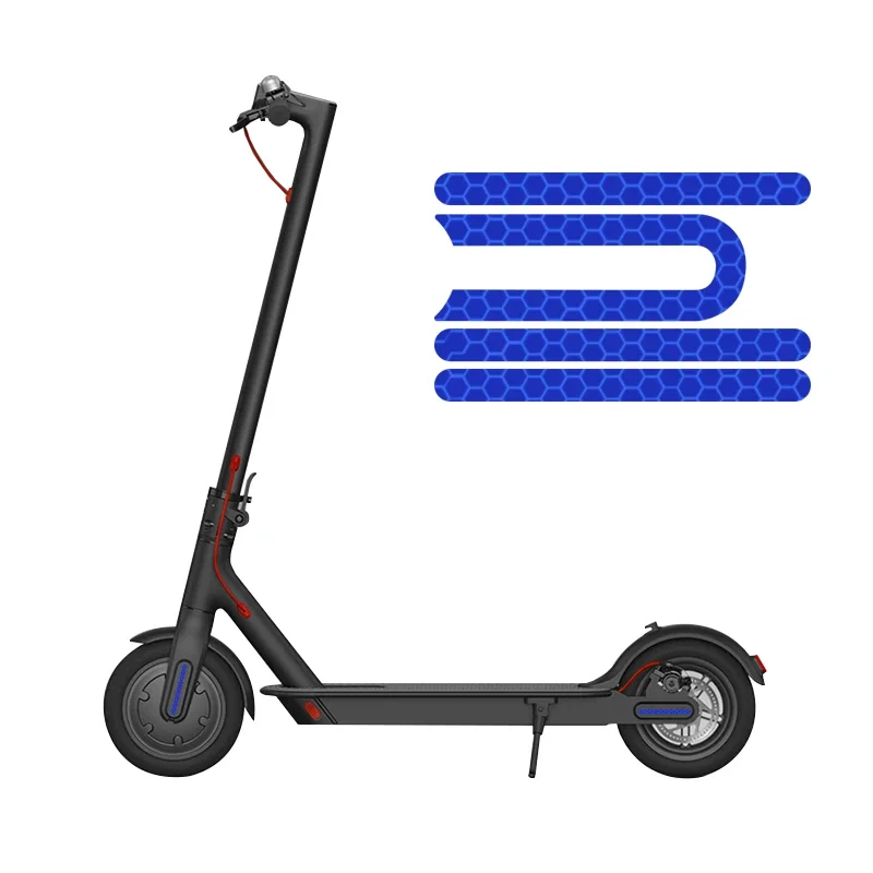 Adesivos refletivos para scooter elétrica xiaomi m365/pro, 4 unidades, melhora a visibilidade corporal, refletor de pvc, acessórios de bicicleta