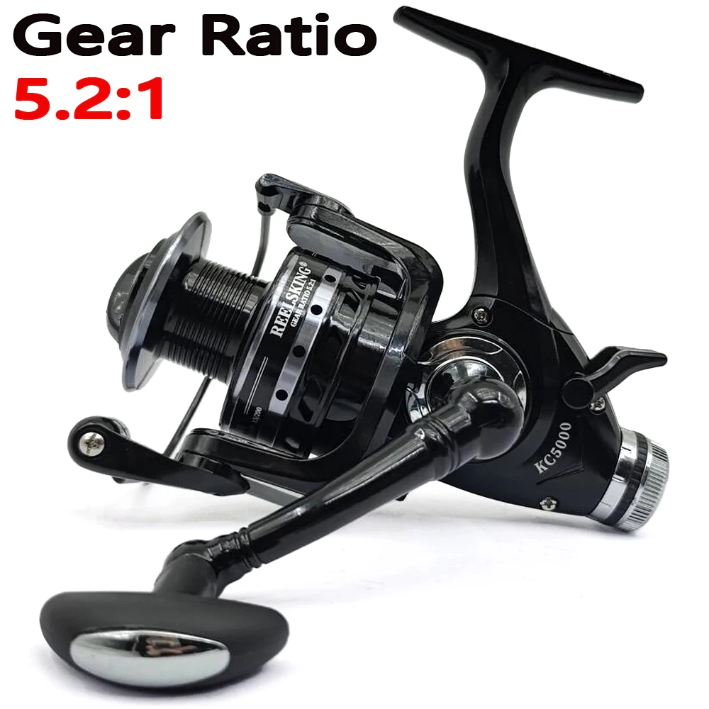 屋外釣りリール速度比-52-1-高速回転フロントとリアダブルブレーキ-3000-6000-シリーズ淡水鯉釣りコイル