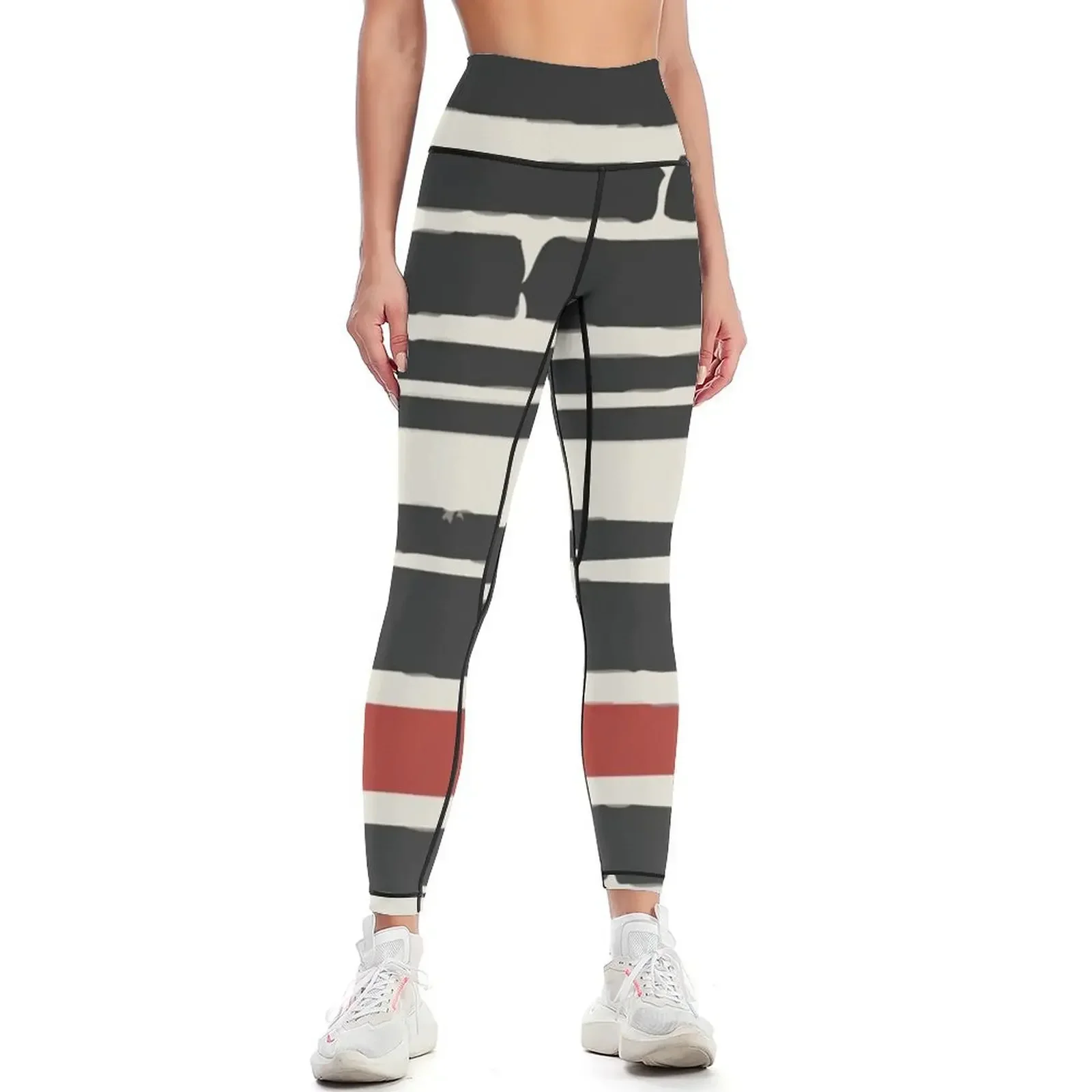 

Abstract Black Red Stripe Leggings sportswear gym exercise clothing for Women's sports sporty woman push up Womens Leggings