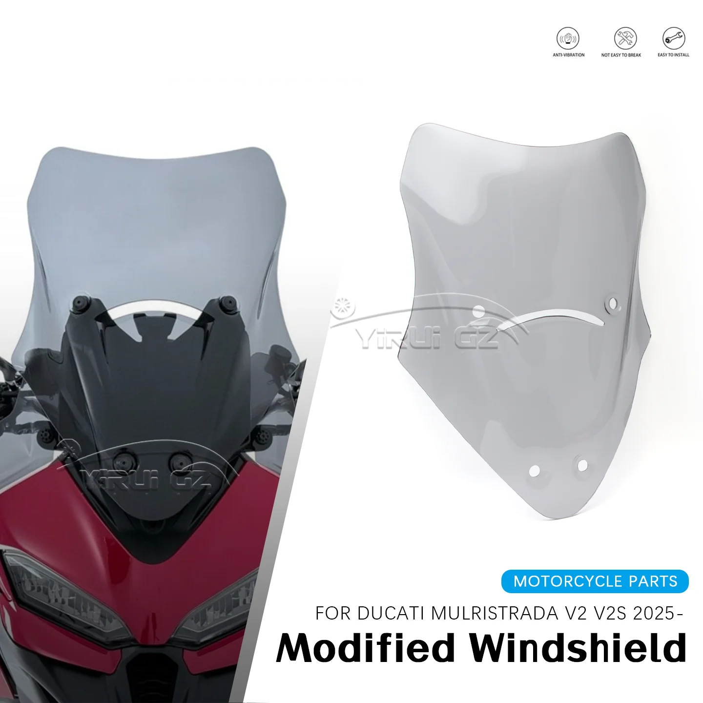 

For Ducati Mulristrada v2 v2s Mulristrada v2 v2s 2025 Accessories Motorcycle Front Windscreen Windshield Touring Wind Deflectors