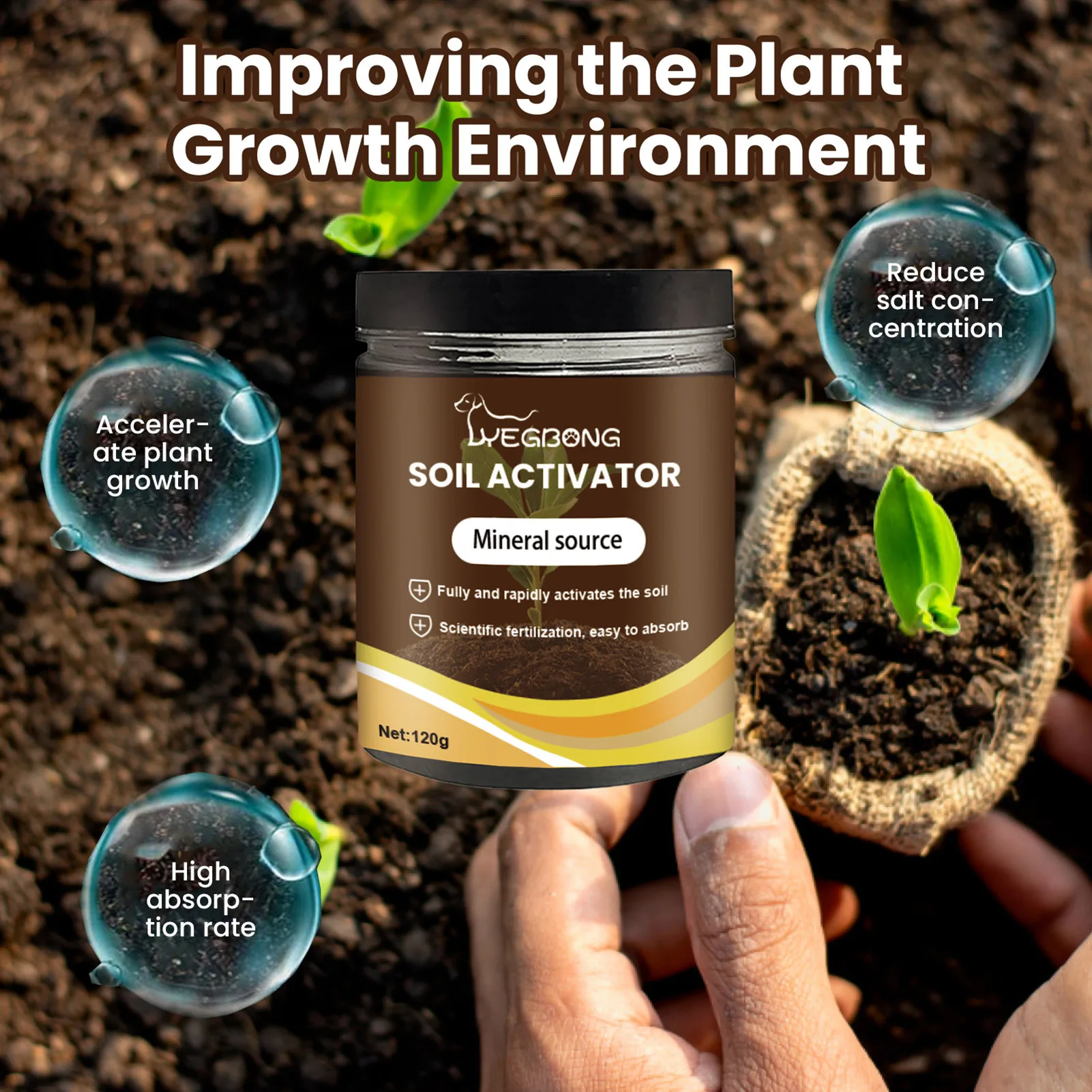 Soil Activator Organic Plant Growth Supplement Root Stimulant Fertilizer Enhances Nutrients Promotes Healthy Gardening Care