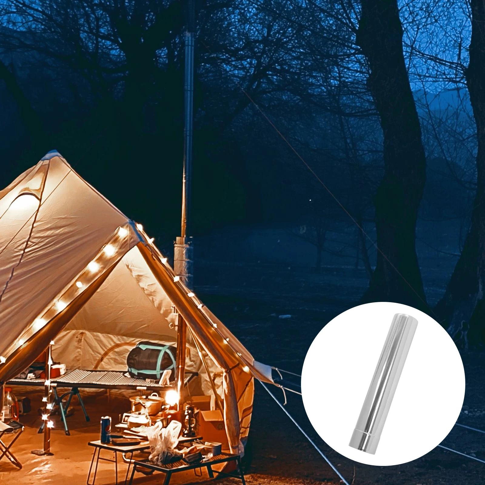 

Camping Stove Chimney Pipe Stainless Steel Exhaust Flue Ventilation Flexible Design for Tent Vent Silver