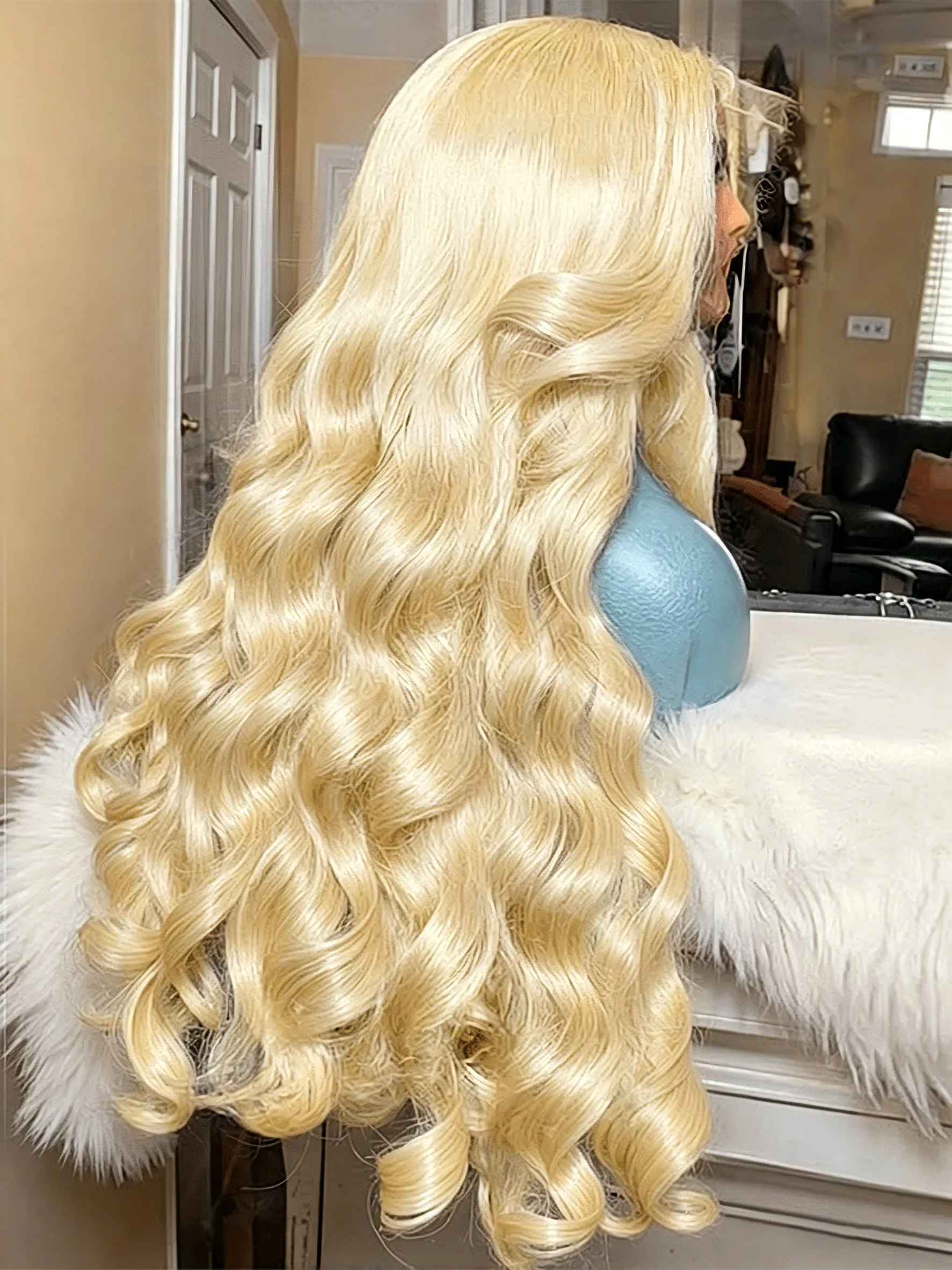 Pelucas de Cabello Humano con Ondas Corporales en Color Rubio 613, Densidad 220%, 13x4 13x6, Frontal Completo, Encaje Transparente HD, 30 36 Pulgadas, para Mujeres