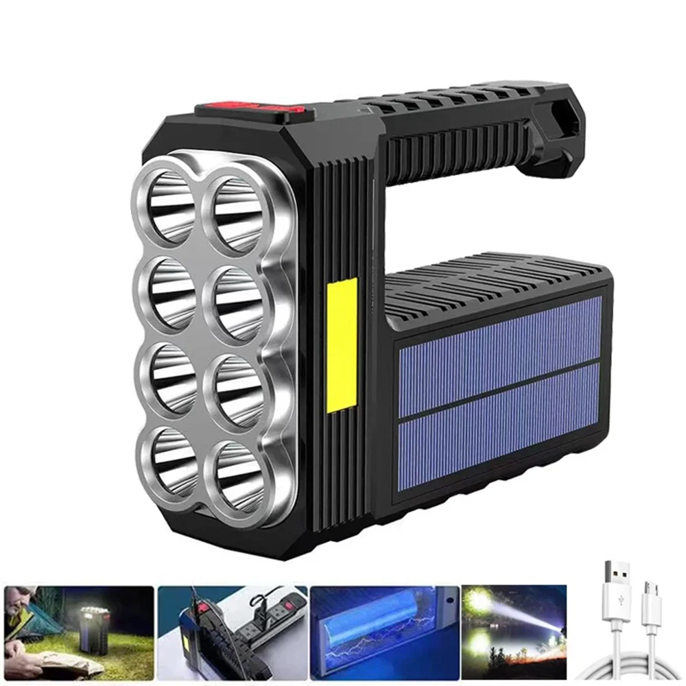 

Strong light 18650 Solar Charging Super Bright Flashlight Indoor and Outdoor Portable Searchlight Miner's Lamp High-Pass Lens