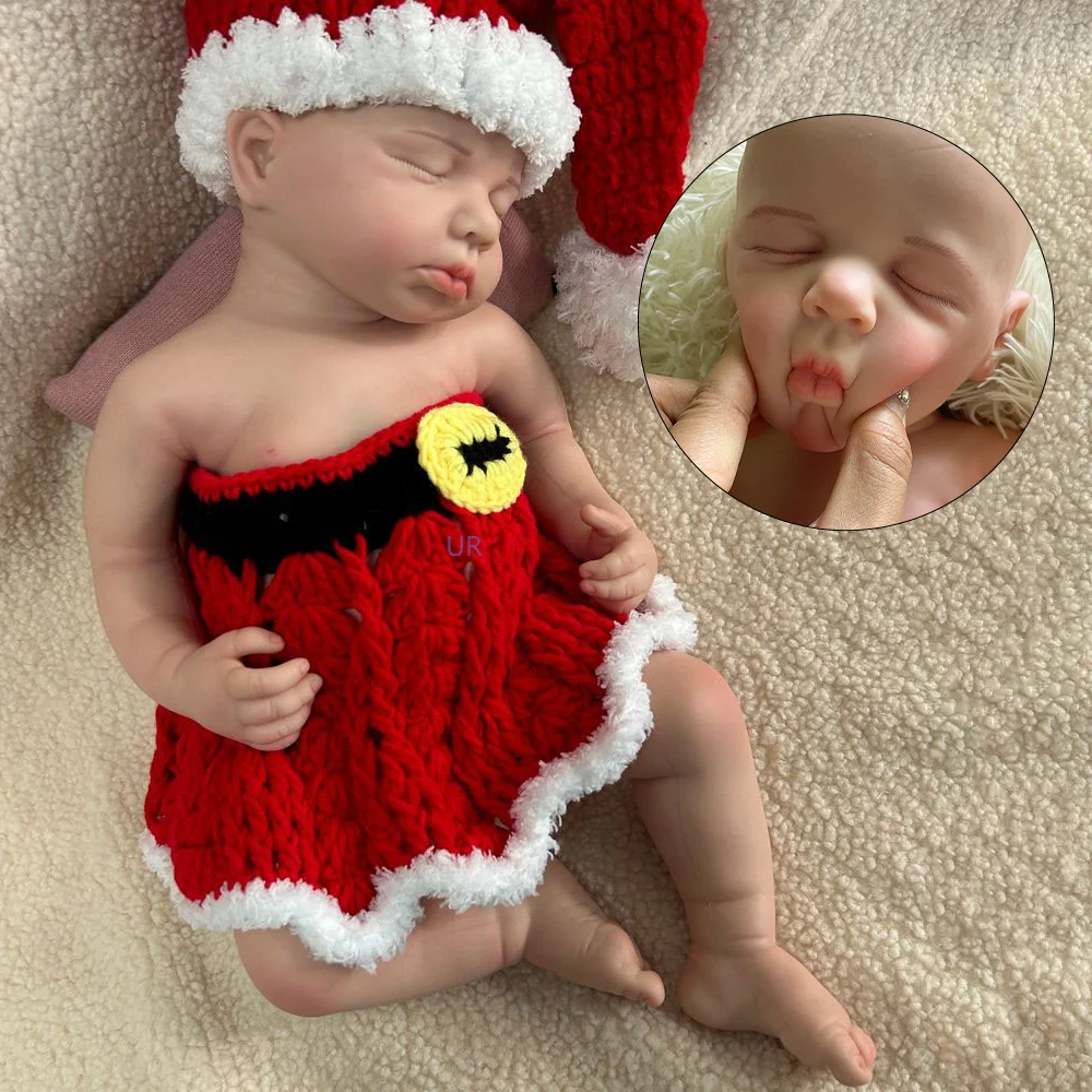 20" Squish Asleep Reborn Doll Handmade Full Body Silicone Newborn Baby Loulou Realistic Silicone Baby Doll Xmas Gift Kits