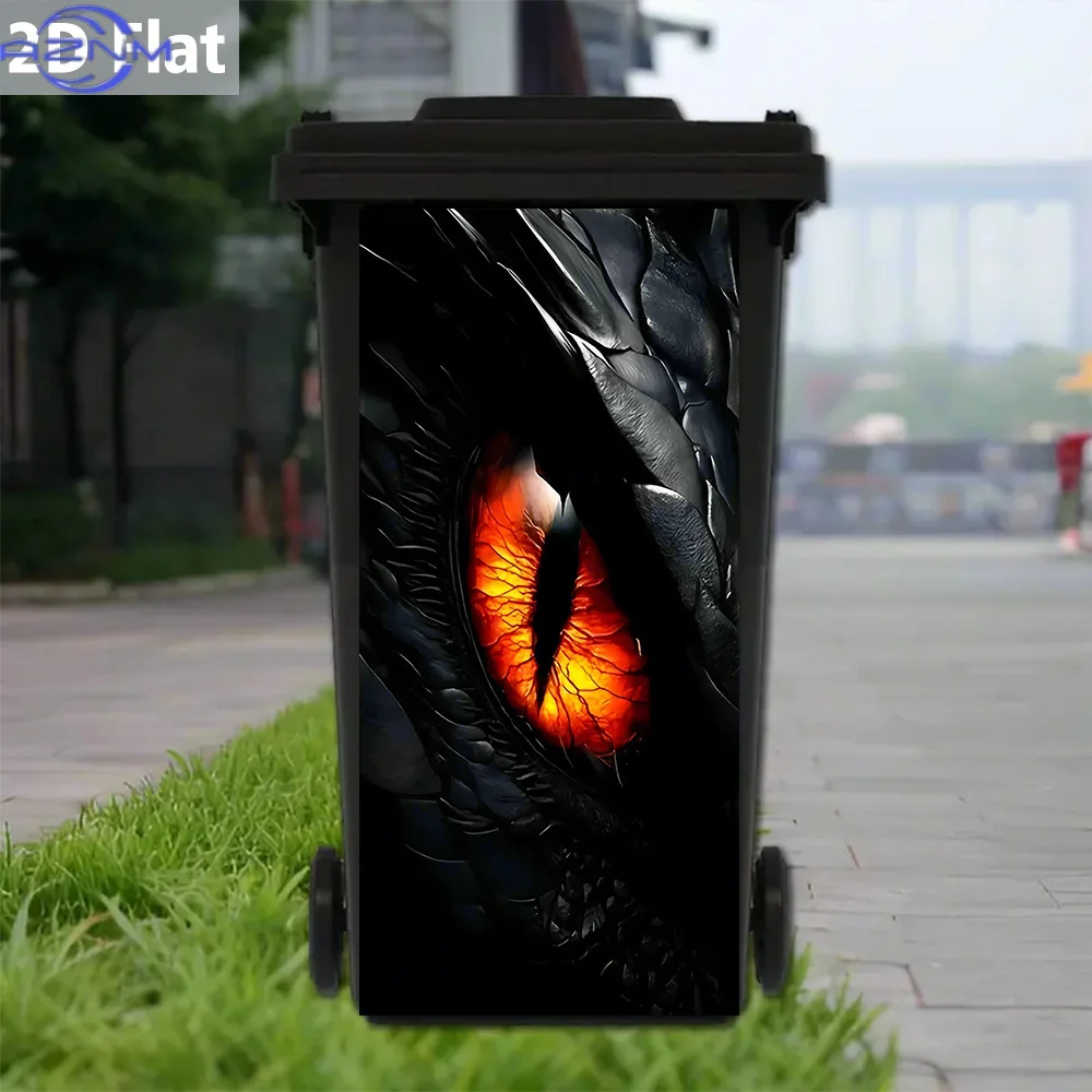 1pc 2D Flat Dragon's Eye Stare Trash Can Sticker – Waterproof, Mysterious and Intense, Mythical Creature Themed, Bin Decoratio