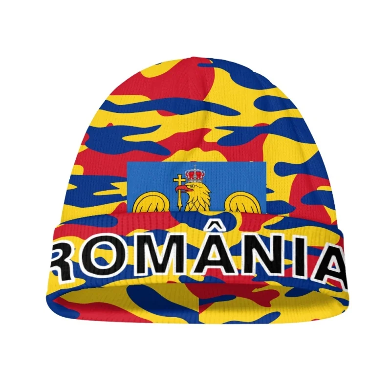 Romania Knitted Hat Custom Made Name Winter Cold Knit Warm Caps Nation Flag Ro Romana Romanian Country College Hip Hop Beanies