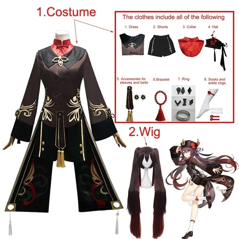 

New Genshin Impact Hu Tao Full Cosplay Costume For Girls Chinese Ancient Style Halloween Carnival Outfit Girls' Roleplay Clothin