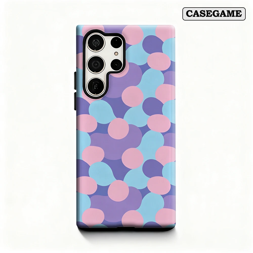 Casegame Phone Case for Samsung Galaxy S26 S25 Ultra S24 S23 Plus Shockproof Double Layer Tough Back Pastel Purple Dots Cover