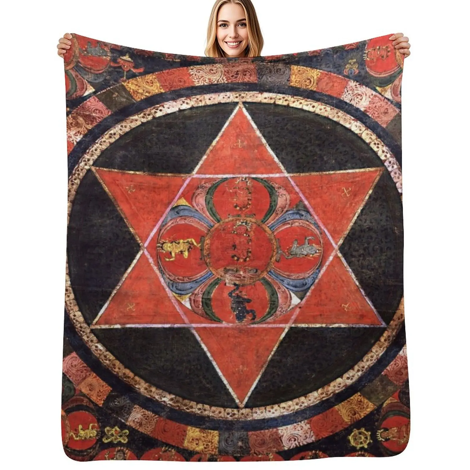 Mandala 89 Vajravarahi Five Deity Mandala Throw Blanket Sofa Quilt Fashion Sofas Weighted Decoratives Cute Thins Blankets