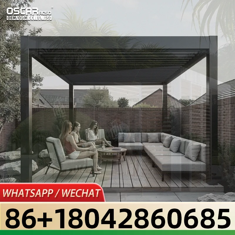 Toldo retráctil motorizado impermeable para exteriores, de PVC, para patio, jardín, playa, pérgola