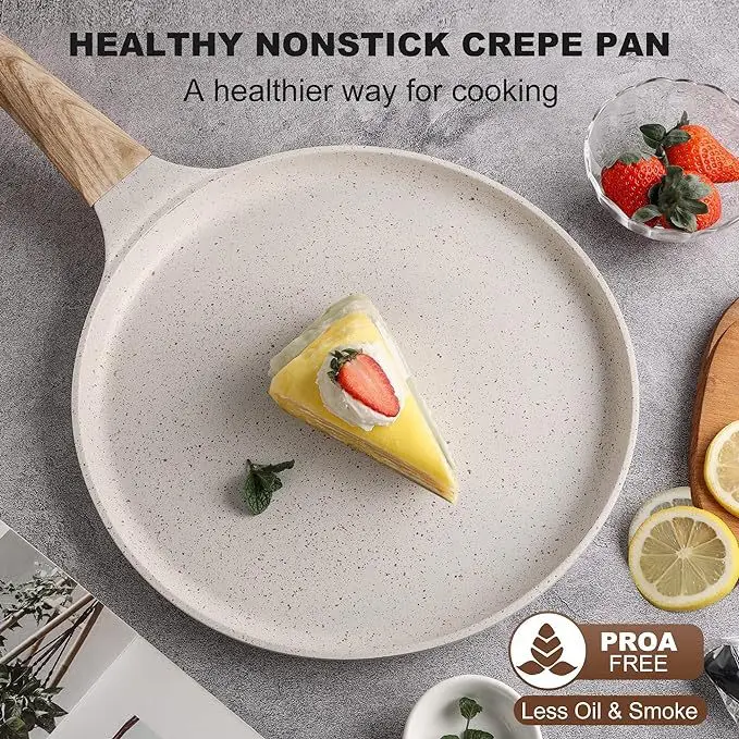 Kitchen Frying Pan Nonstick Pancake Pan Roti Omelette Tawa Crepe Pans With Wooden Handle and Spreader Aluminium Egg Pan Skillet
