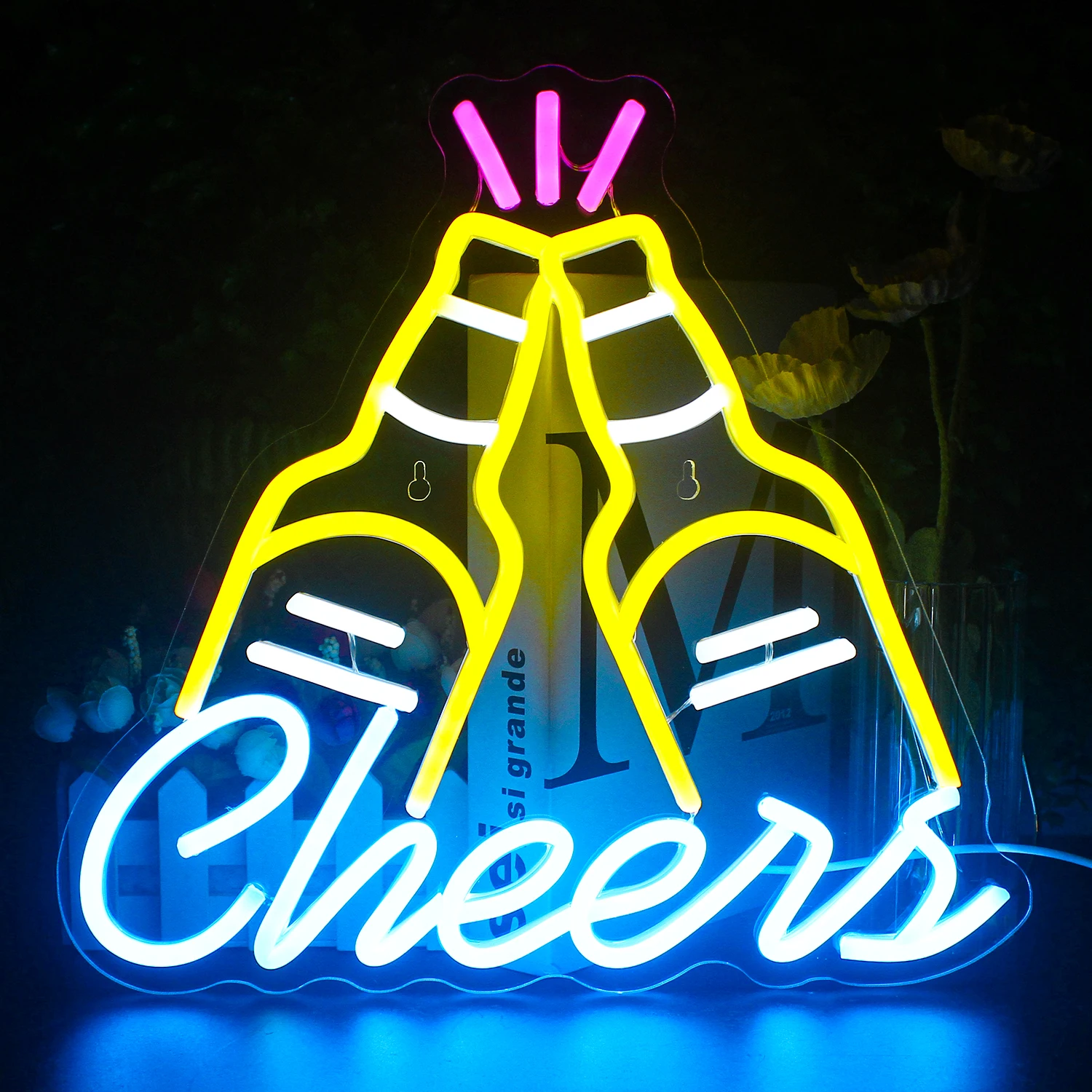 Bar Cheers Neon Sign Bar Restaurant Store Wall Decor Neon Light Custom Personalized Beer Bottle Led Sign Acrylic USB Neon