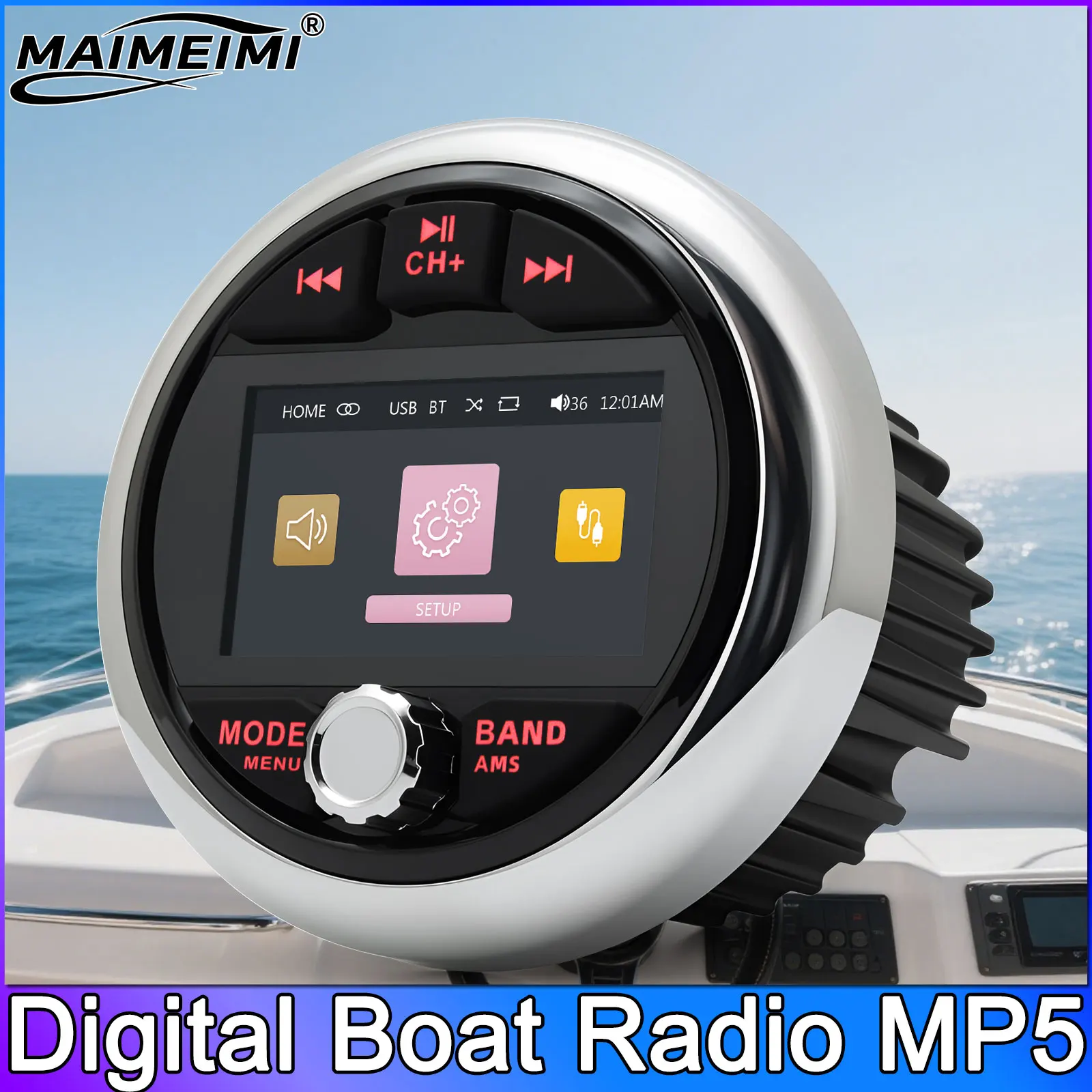 

4.5inch Digital Boat Radio MP5 Marine Stereo Source Media Player AM FM RDS Receiver Video Play Bluetooth-compatible for Yacht